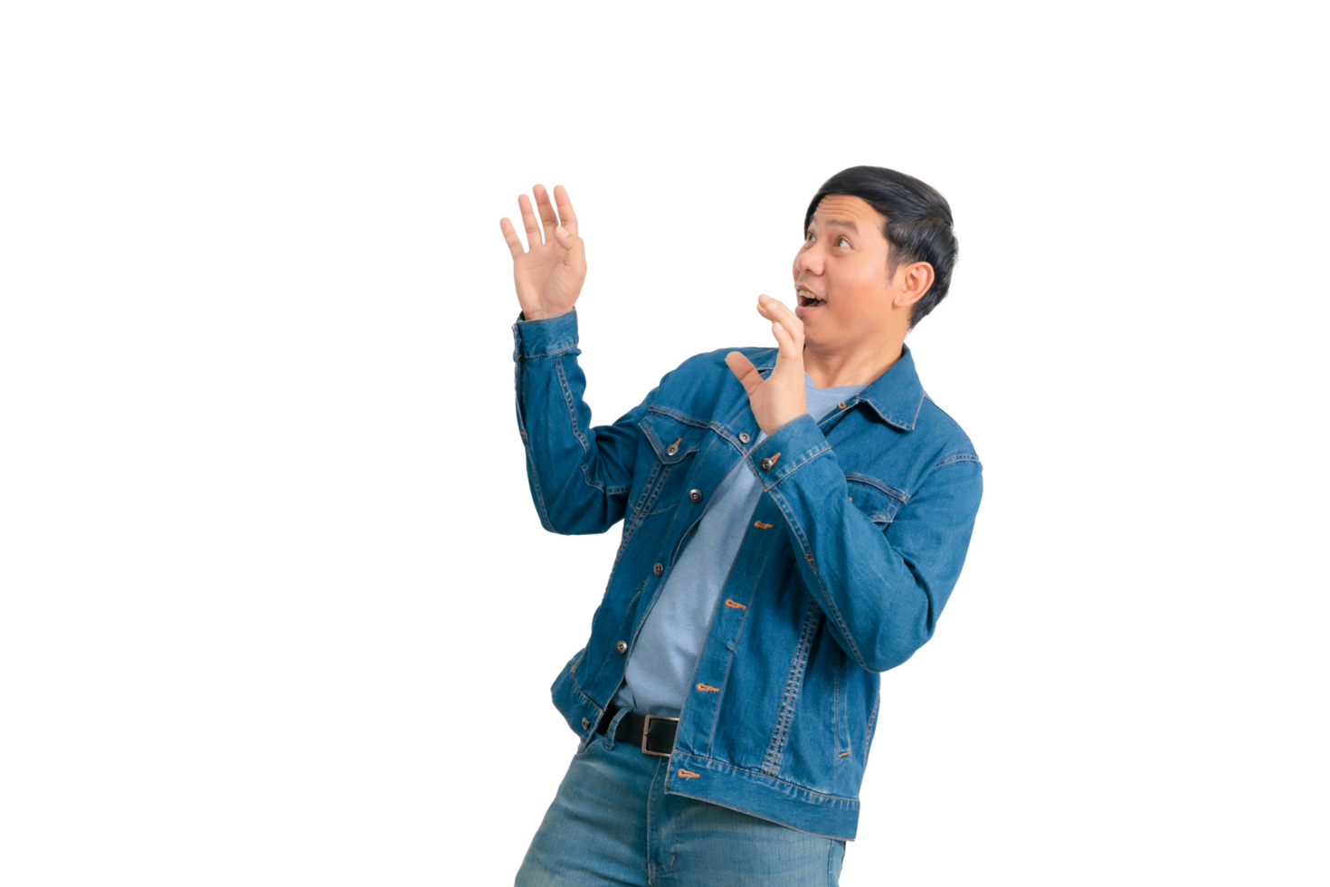 Asian man in shirt and jeans png