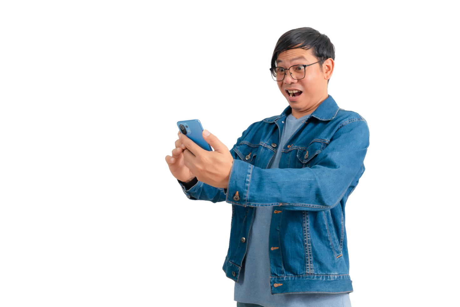 Asian man in shirt and jeans png