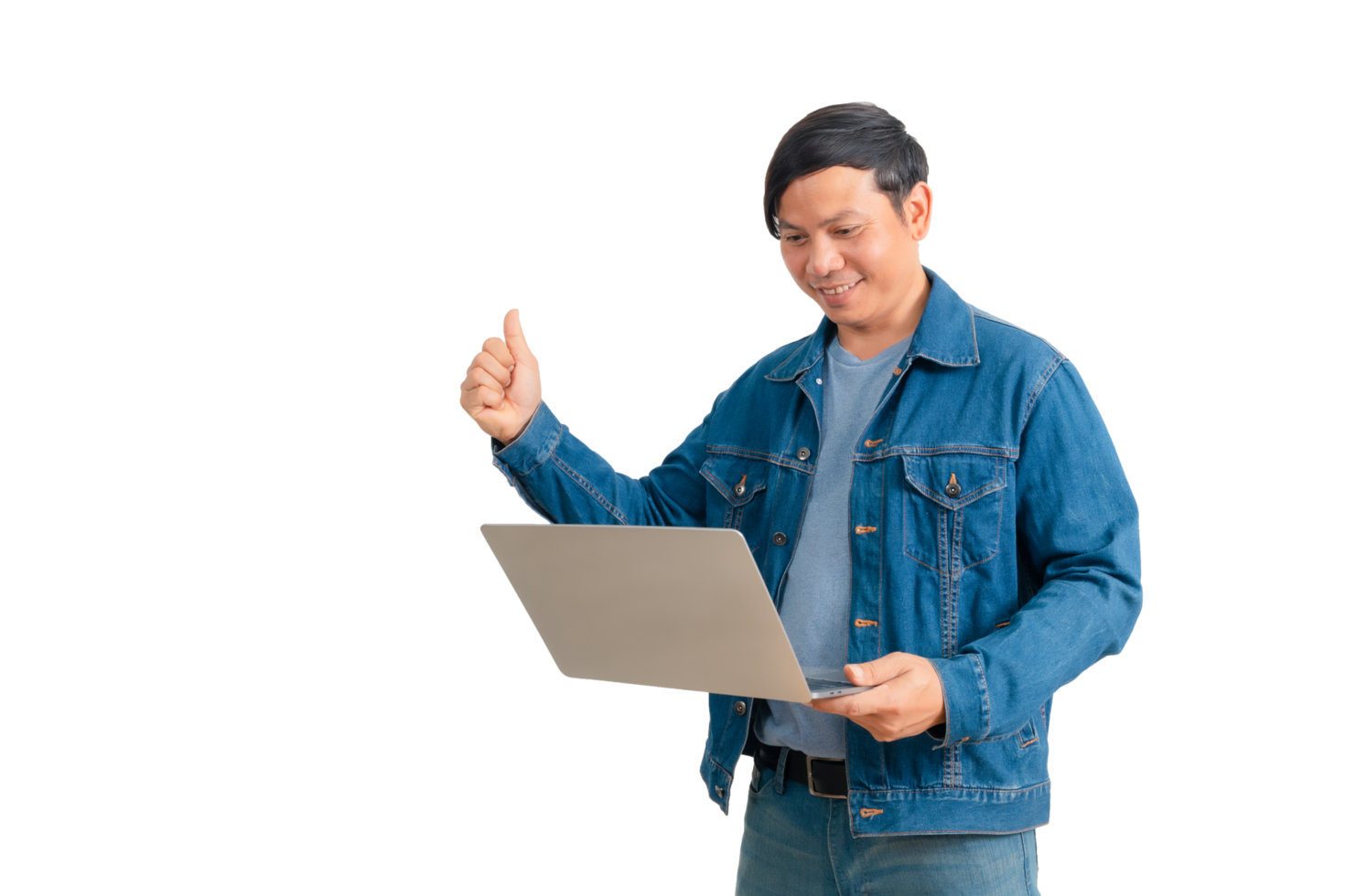 Asian man in shirt and jeans png