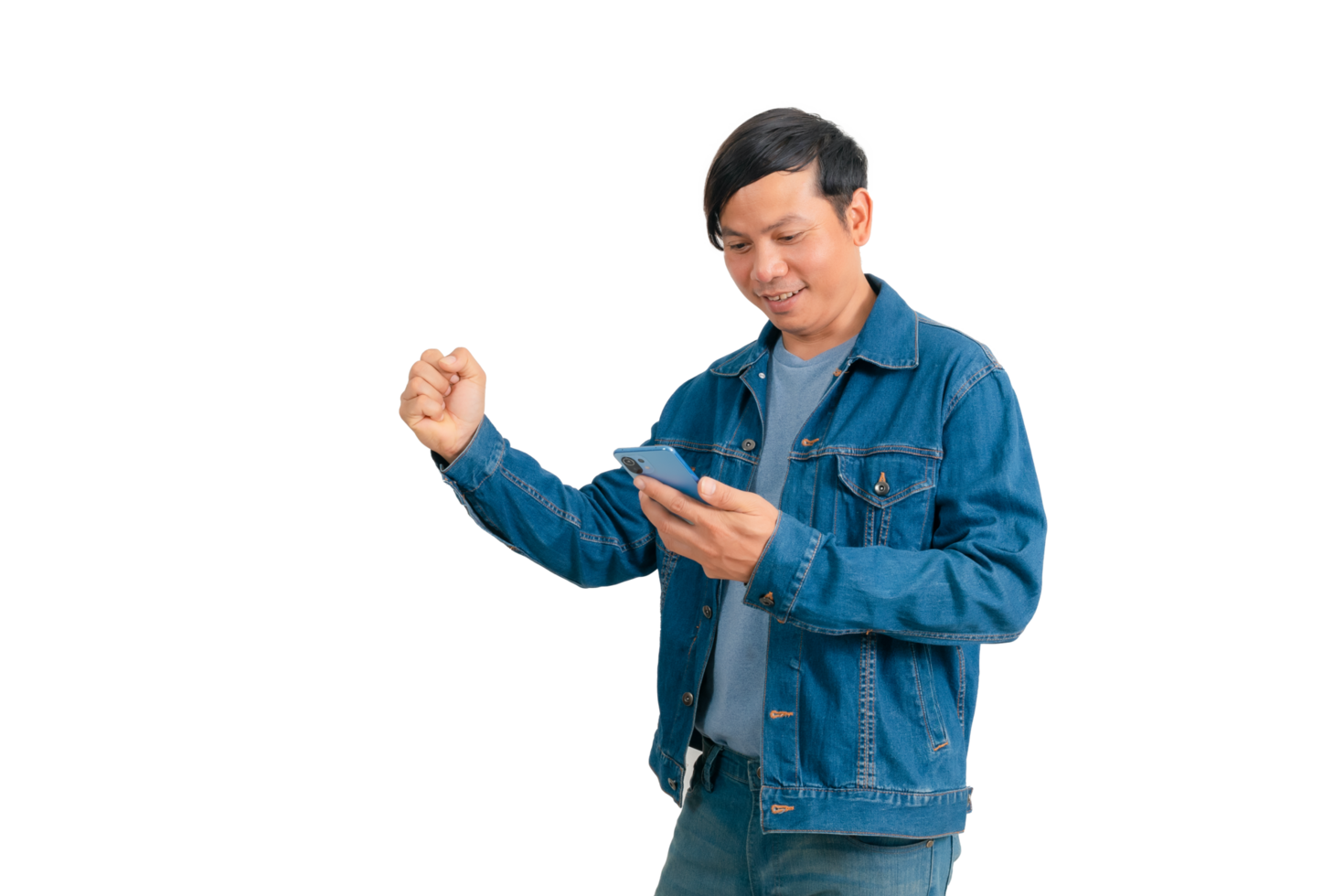 Asian man in shirt and jeans png