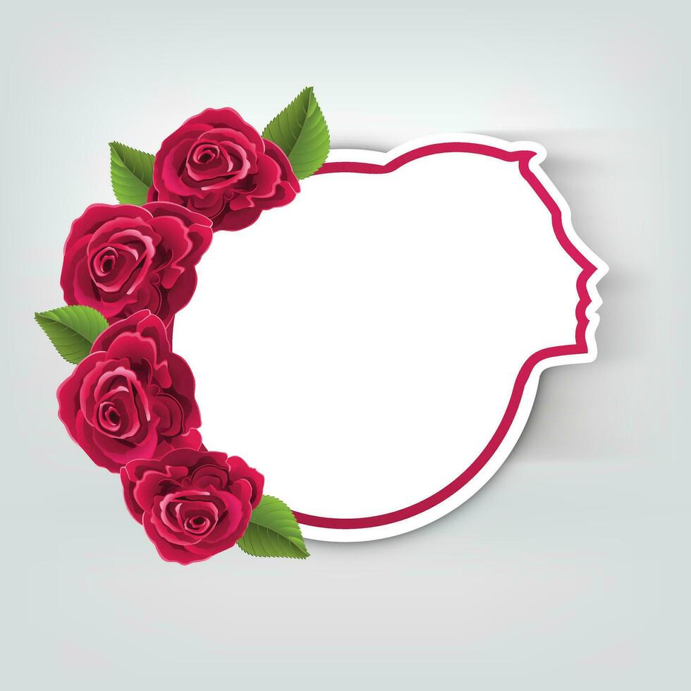 Happy Women's Day greeting card with a lady face and space for your message background vector