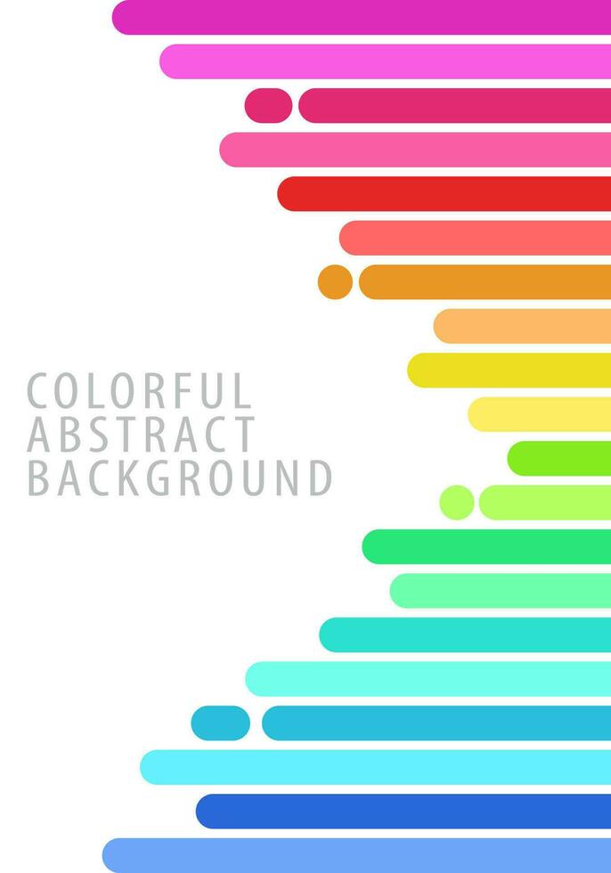 Colorful abstract background pattern. Square bars, rounded ends, horizontal, rainbow gradient. Template design for publication, cover, poster, flyer, brochure, banner, wall. Vector illustration.