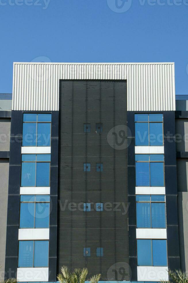 Building Closeup for Brand Name Emblem Logo Mockup photo