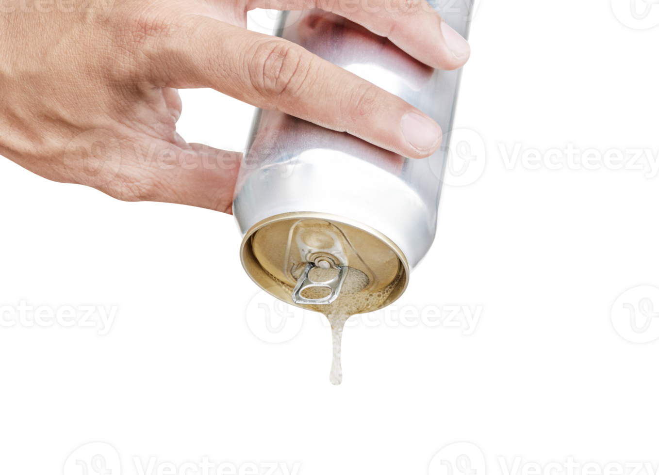 Hand pour beer from aluminum can png