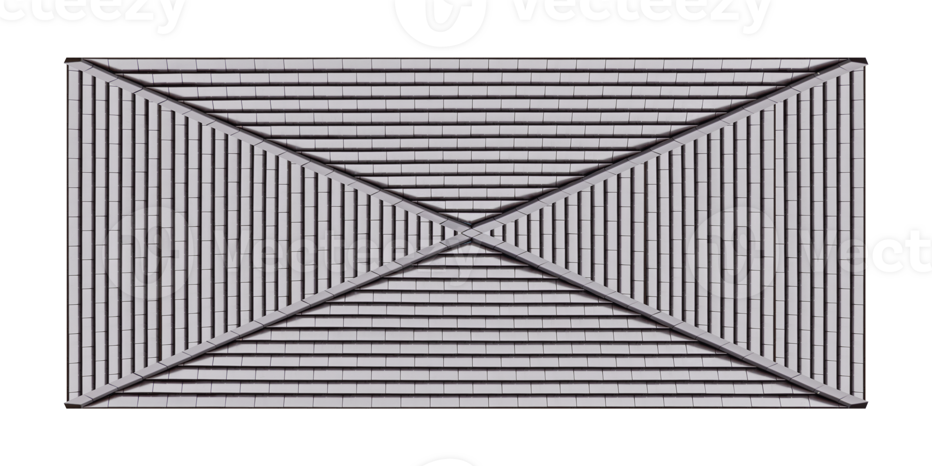 Mockup top view hip roof gray tile pattern png