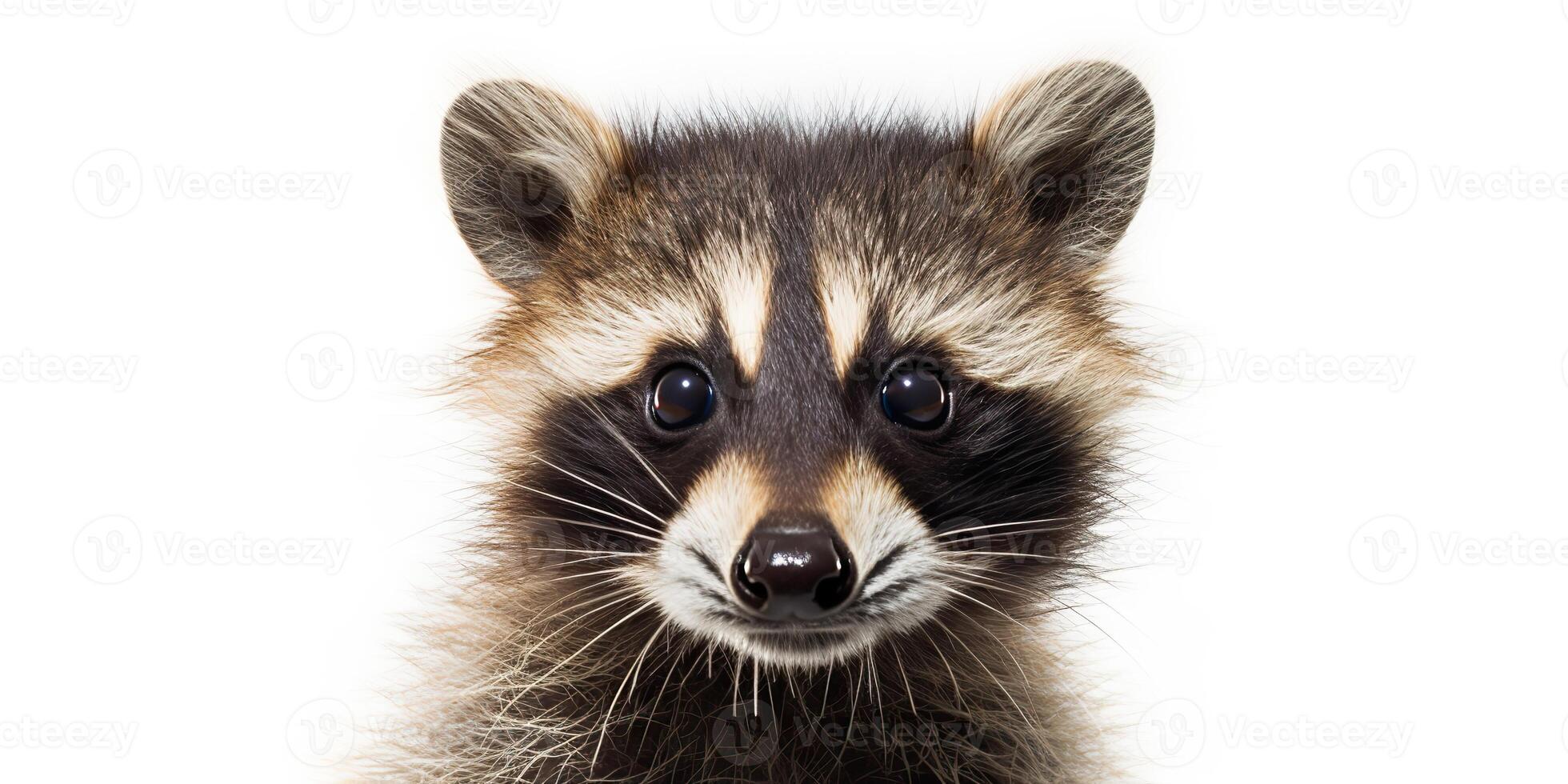 . . Photo Illustration of baby little nimal racoon face portrait cure. Graphic Art