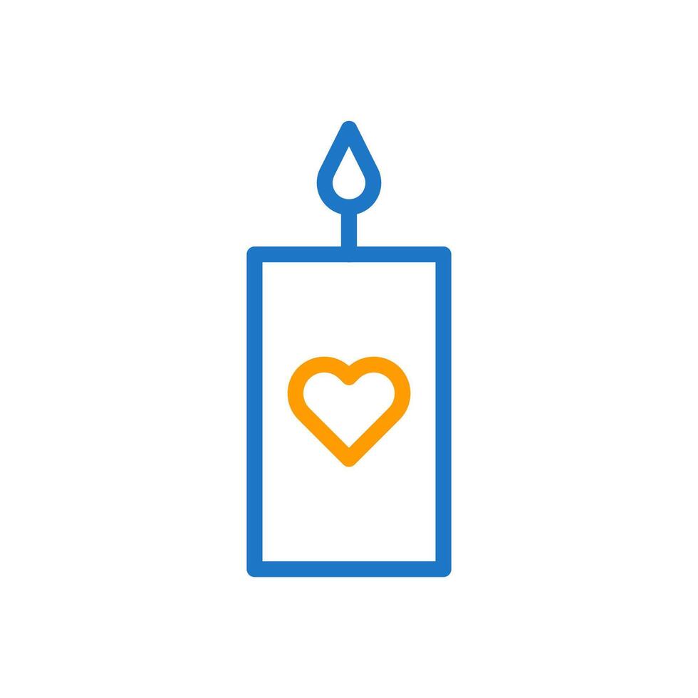 Candle love icon duocolor blue orange style valentine illustration symbol perfect. vector