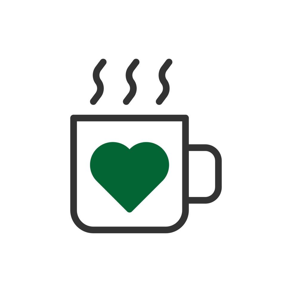 Cup love icon duotone grey green style valentine illustration symbol perfect. vector