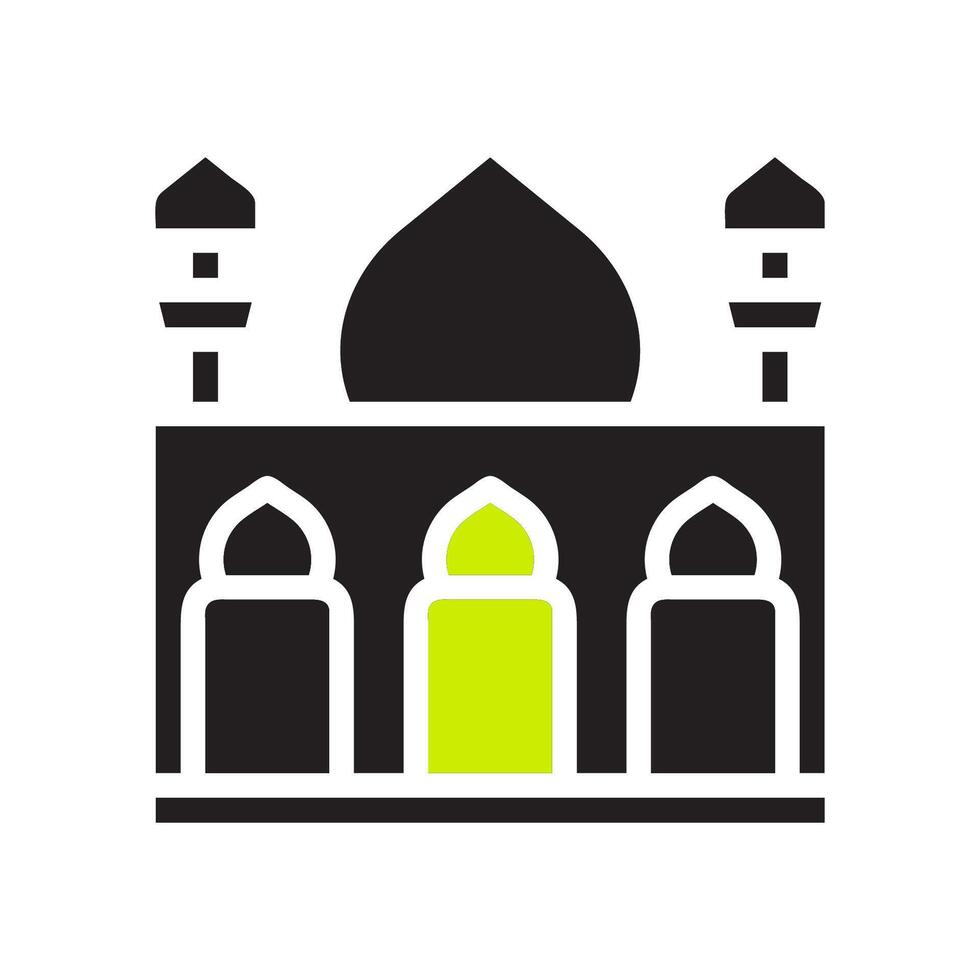 Mosque icon solid black green colour ramadan symbol illustration perfect. vector