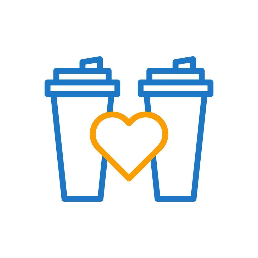 Cup love icon duocolor blue orange style valentine illustration symbol perfect. vector