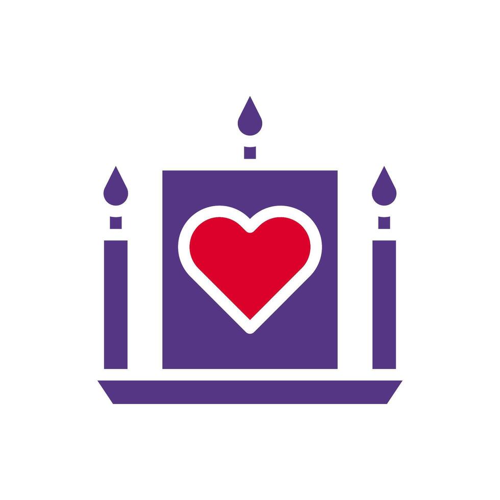 Candle love icon solid duocolor red purple style valentine illustration symbol perfect. vector