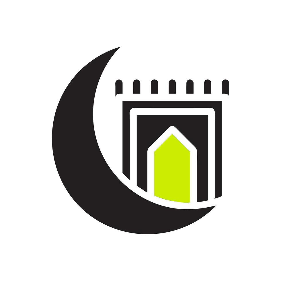 alfombra icono sólido negro verde color Ramadán símbolo ilustración Perfecto. vector