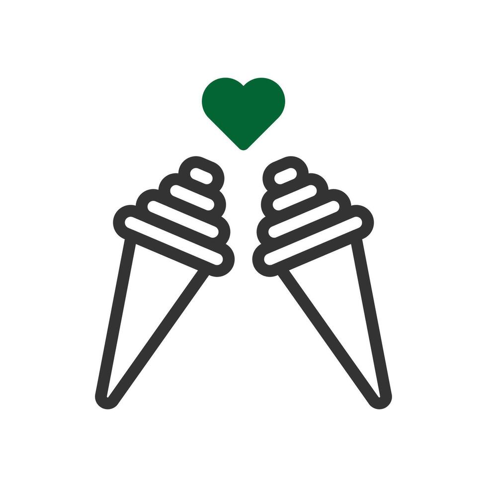 Ice cream love icon duotone green black style valentine illustration symbol perfect. vector