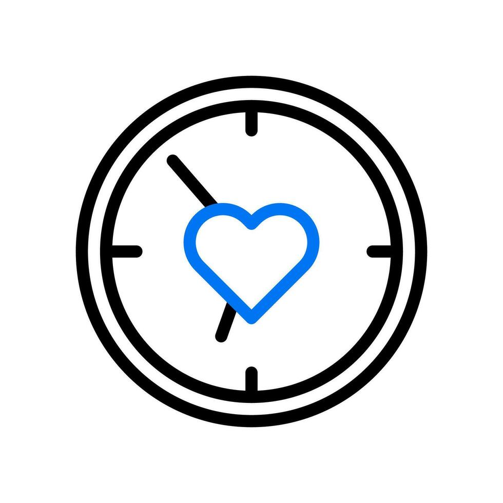 reloj inteligente amor icono duocolor azul negro estilo enamorado ilustración símbolo Perfecto. vector