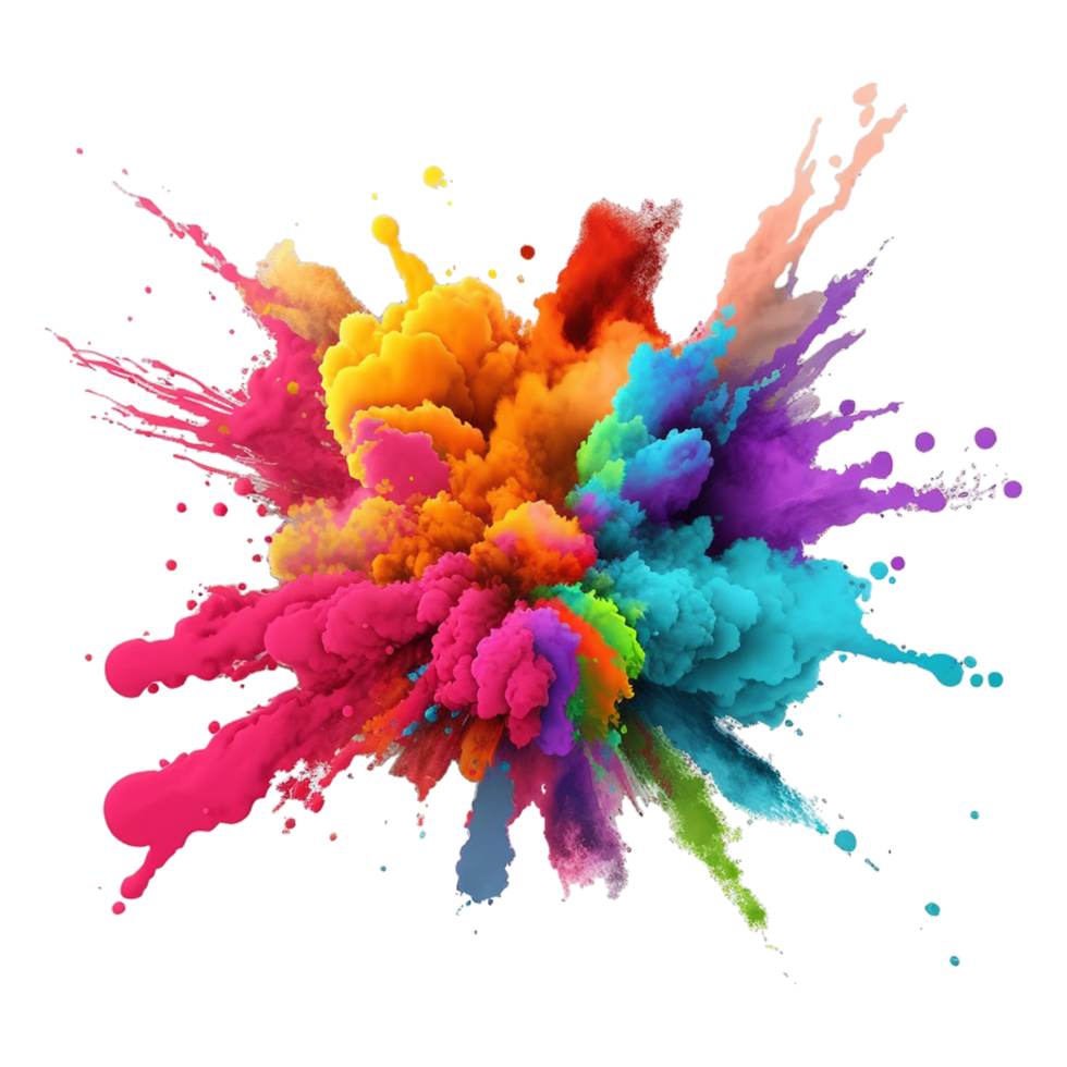 glücklich holi Farbe Spritzen generativ ai png