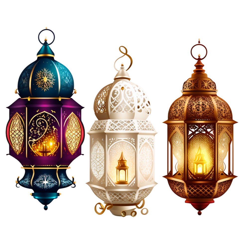 Ramadan kareem ouvrages d'art avec magnifique lanterne génératif ai png