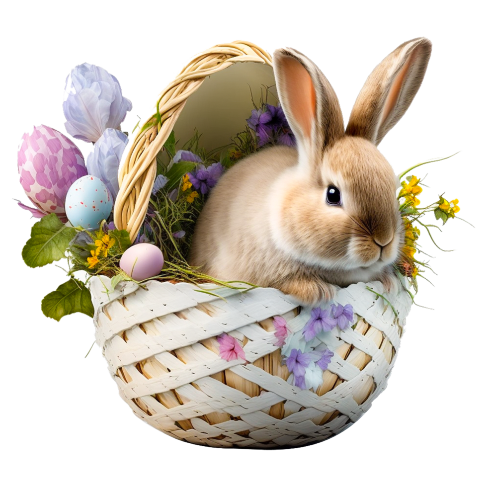 acuarela Arte de Conejo y Pascua de Resurrección huevos en césped en prado gratis png generativo ai