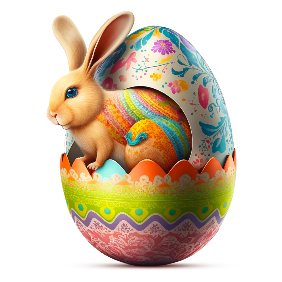 3d Easter Bunny With Eggs Free png