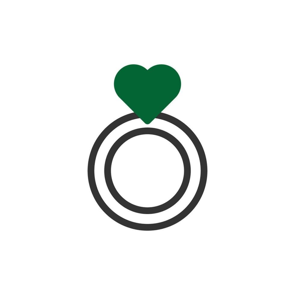 anillo amor icono duotono gris verde estilo enamorado ilustración símbolo Perfecto. vector