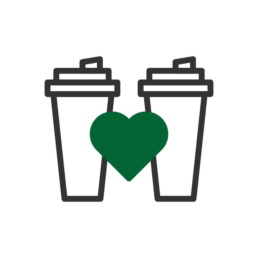 taza amor icono duotono gris verde estilo enamorado ilustración símbolo Perfecto. vector