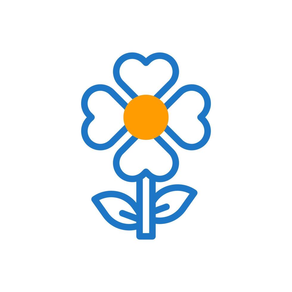 Flower love icon duotone blue orang colour mother day symbol illustration. vector