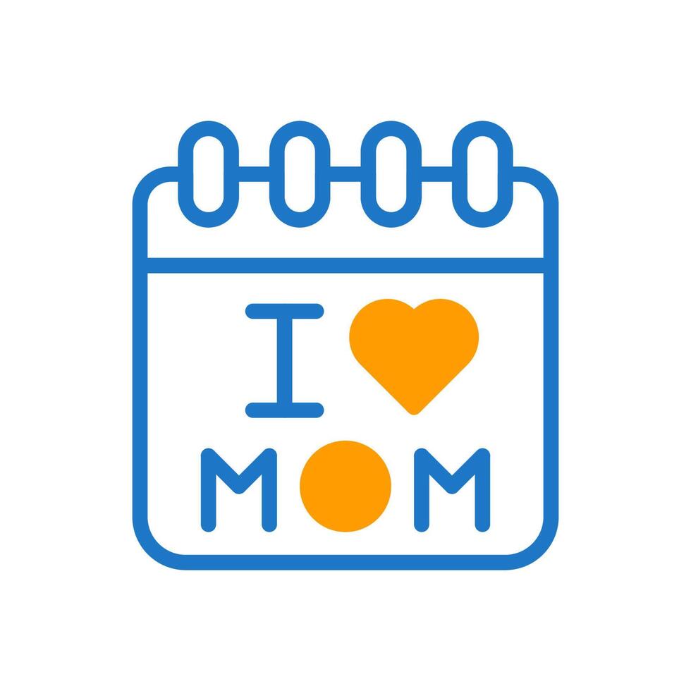 Calendar mom icon duotone blue orang colour mother day symbol illustration. vector