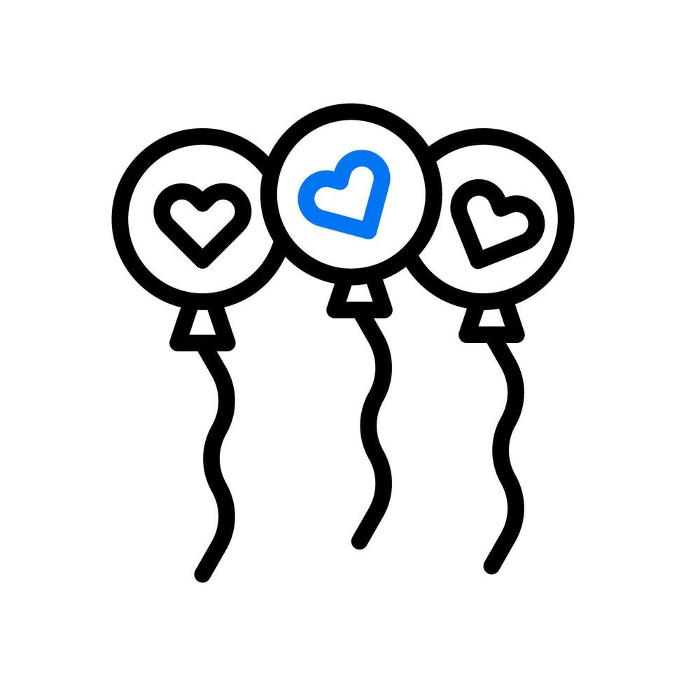 Balloon love icon duocolor blue black style valentine illustration symbol perfect. vector