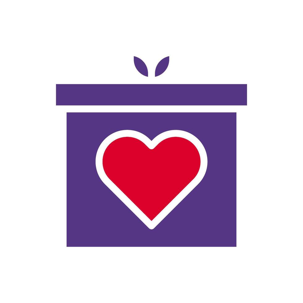Gift love icon solid duocolor red purple style valentine illustration symbol perfect. vector