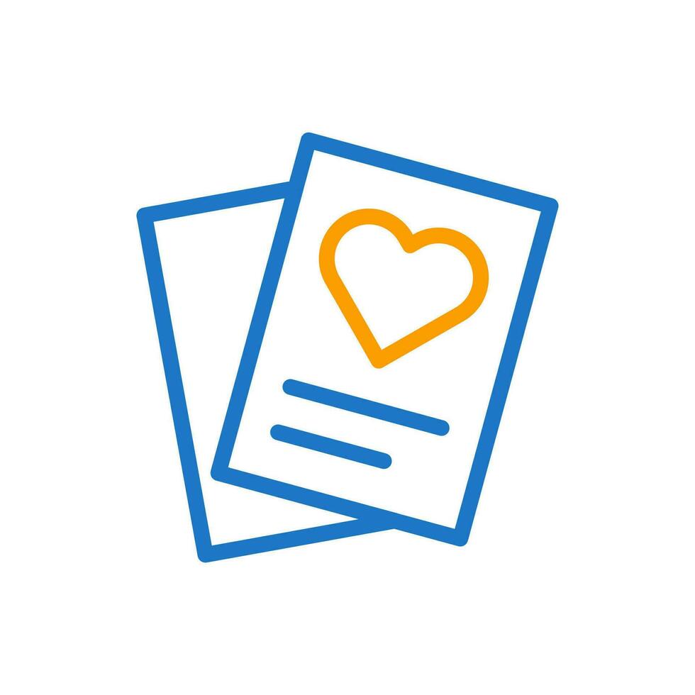 Paper love icon duocolor blue orange style valentine illustration symbol perfect. vector