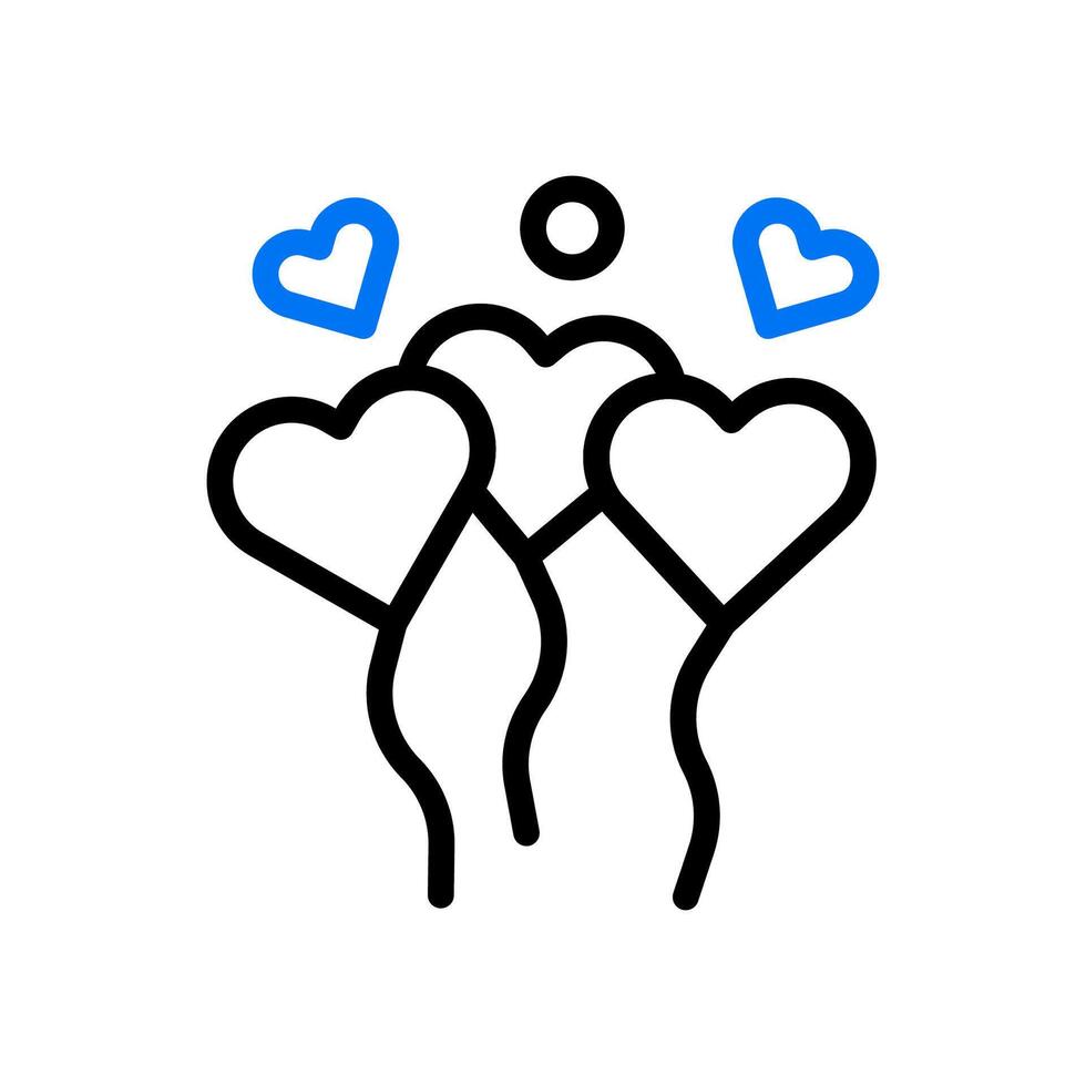 Balloon love icon duocolor blue black style valentine illustration symbol perfect. vector