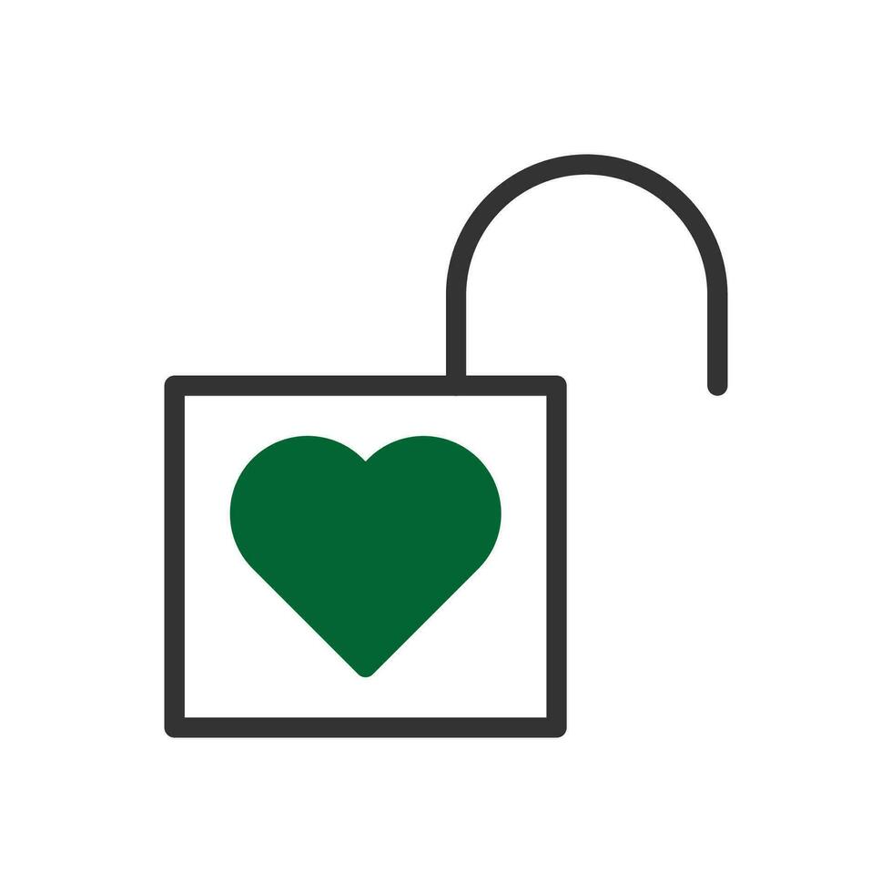 candado amor icono duotono gris verde estilo enamorado ilustración símbolo Perfecto. vector