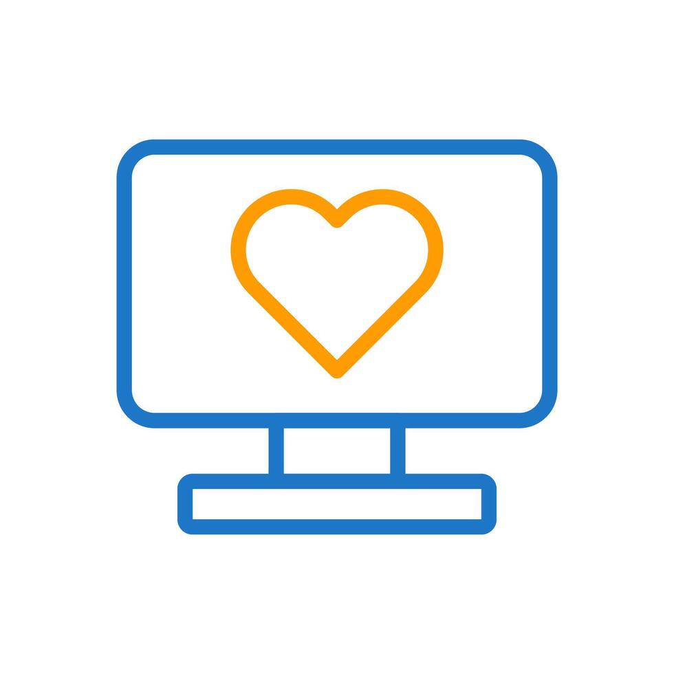 Tv love icon duocolor blue orange style valentine illustration symbol perfect. vector