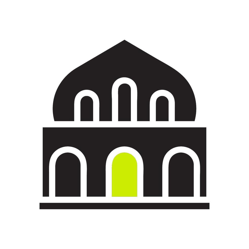 Mosque icon solid black green colour ramadan symbol illustration perfect. vector