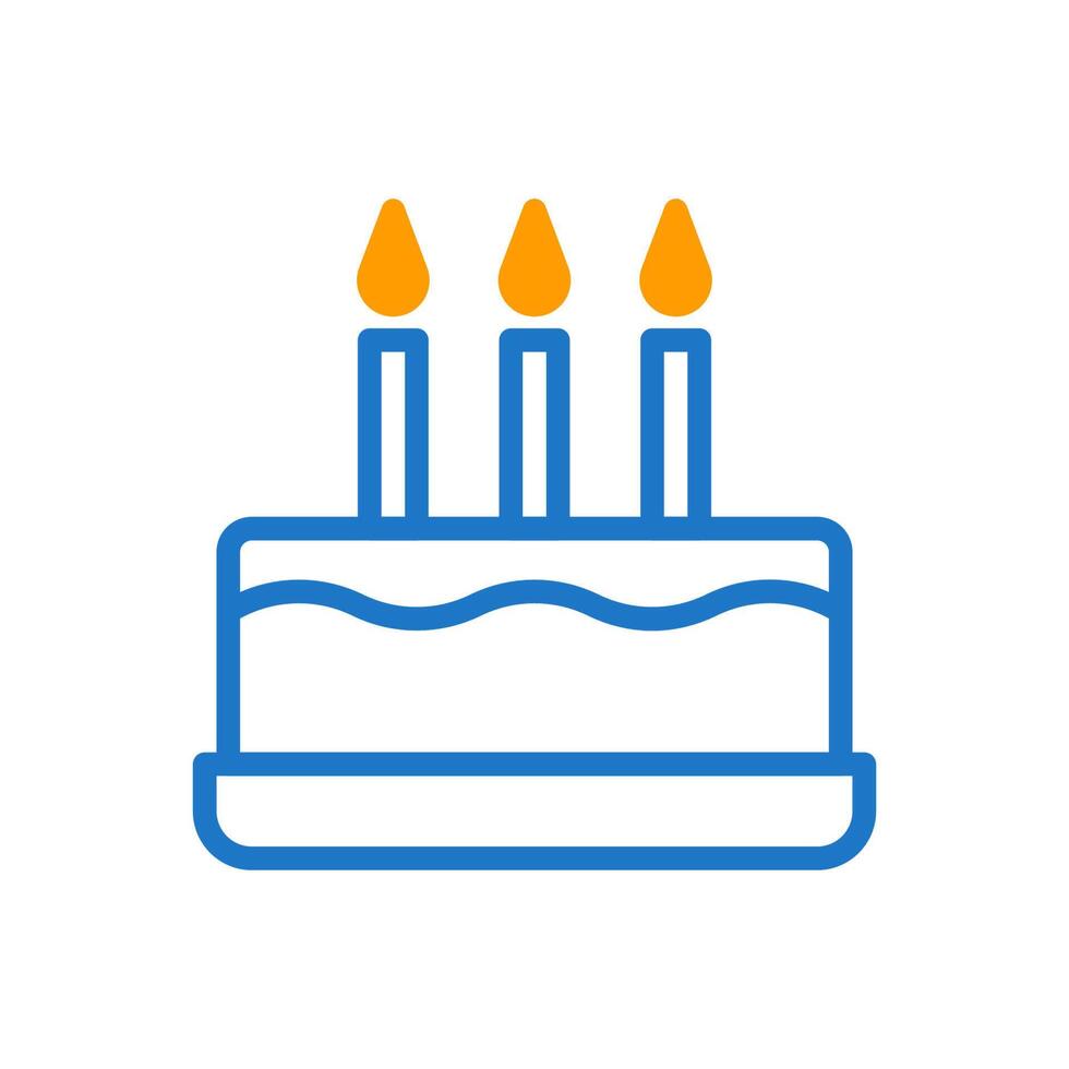 Cake icon duotone blue orang colour mother day symbol illustration. vector