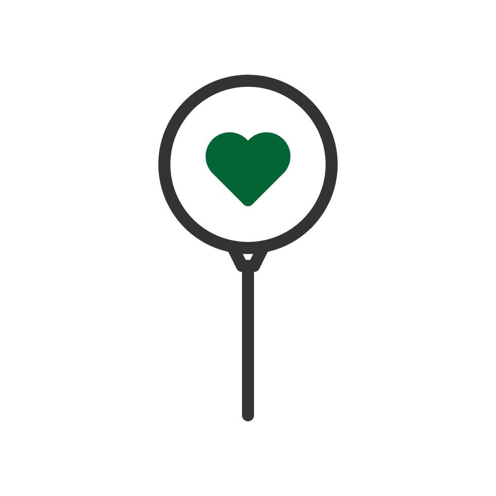 Balloon love icon duotone green black style valentine illustration symbol perfect. vector