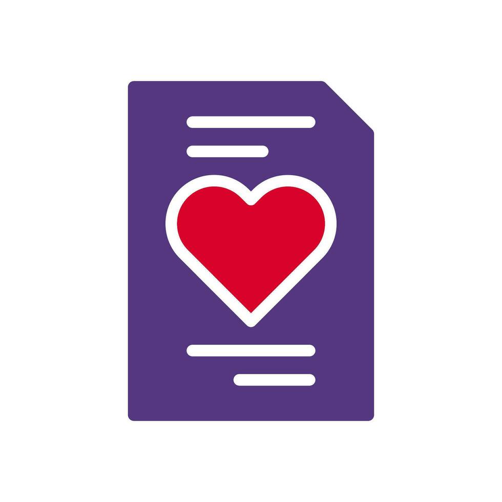 Paper love icon solid duocolor red purple style valentine illustration symbol perfect. vector