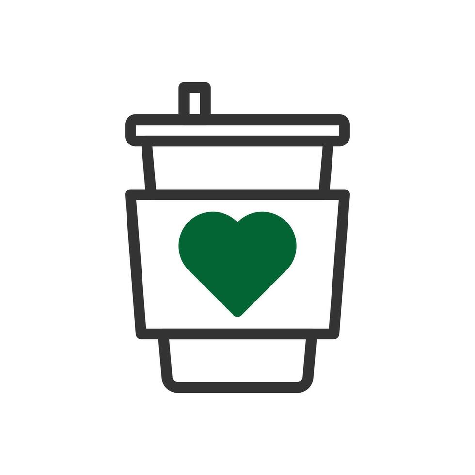 taza amor icono duotono gris verde estilo enamorado ilustración símbolo Perfecto. vector