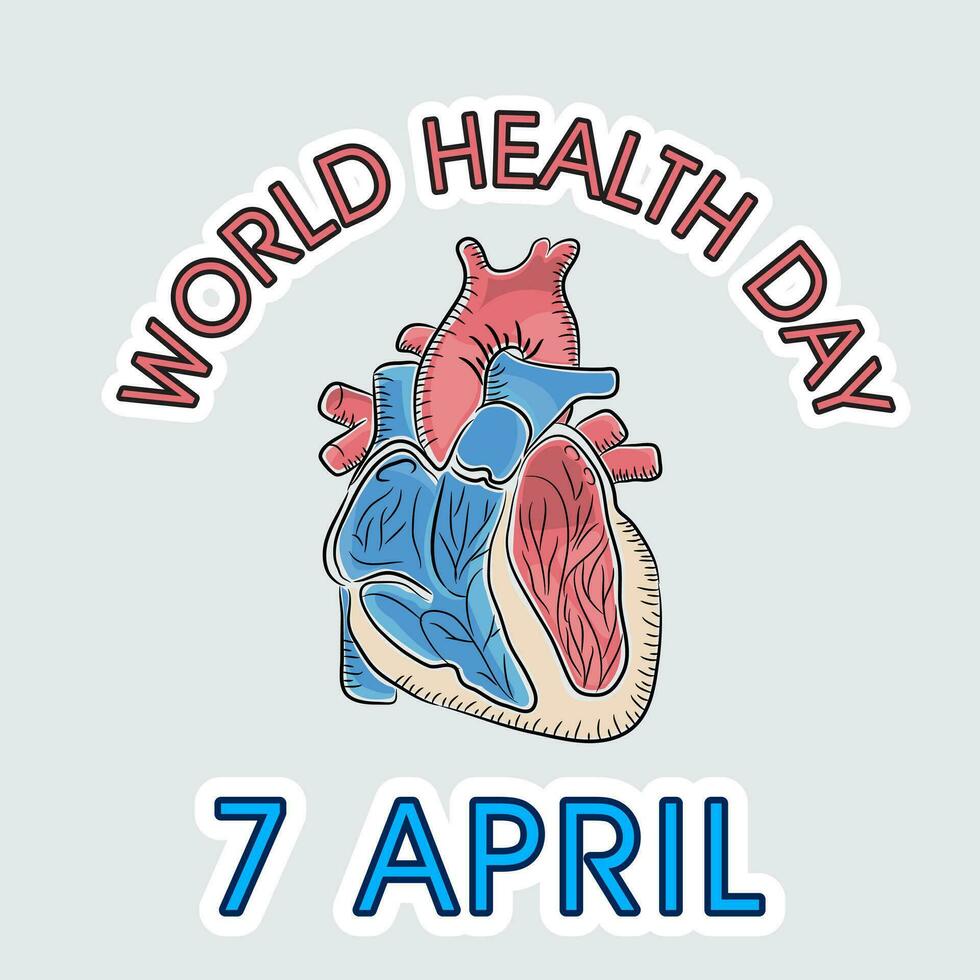 Abstract world heath day concept with globe and heart beat on background. vector