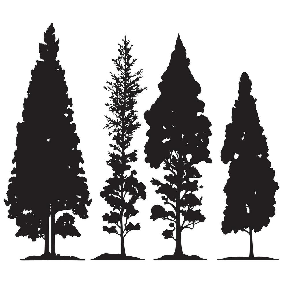 Group of trees silhouette. Tree silhouette vector. vector