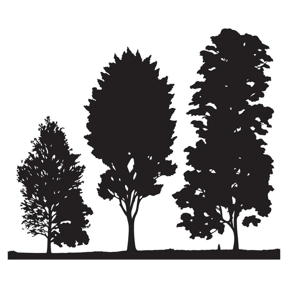 Group of trees silhouette. Tree silhouette vector. vector