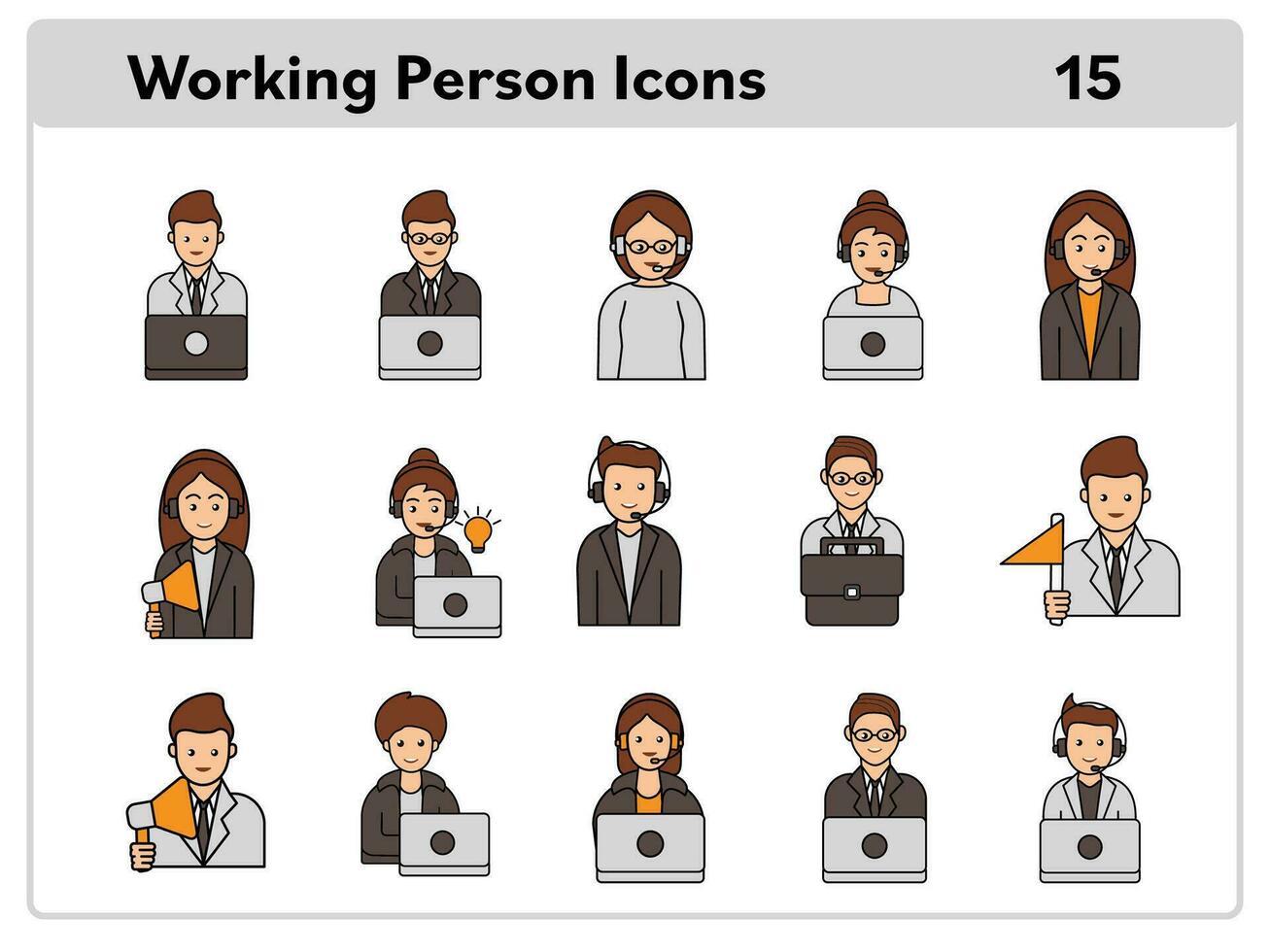 Working Persons Icon Set. vector