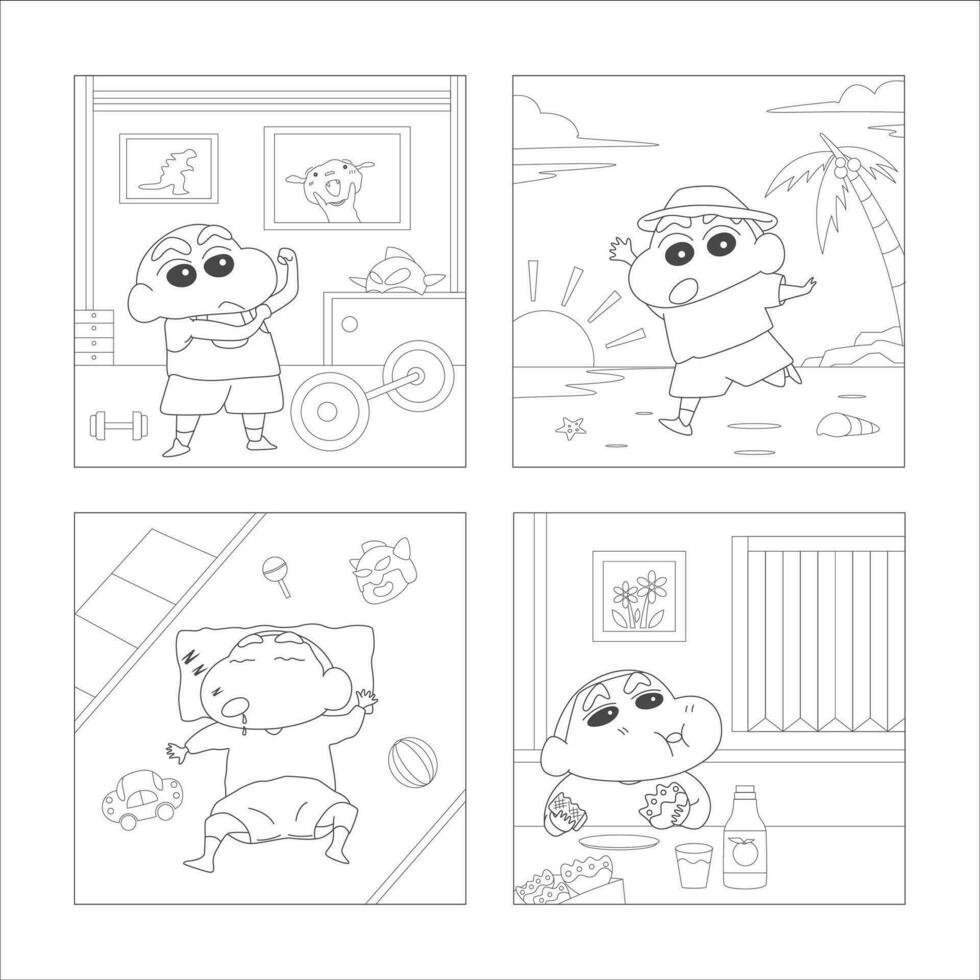 Collection of Children's Coloring Books Stories of Smart and Cute Children's Characters vector