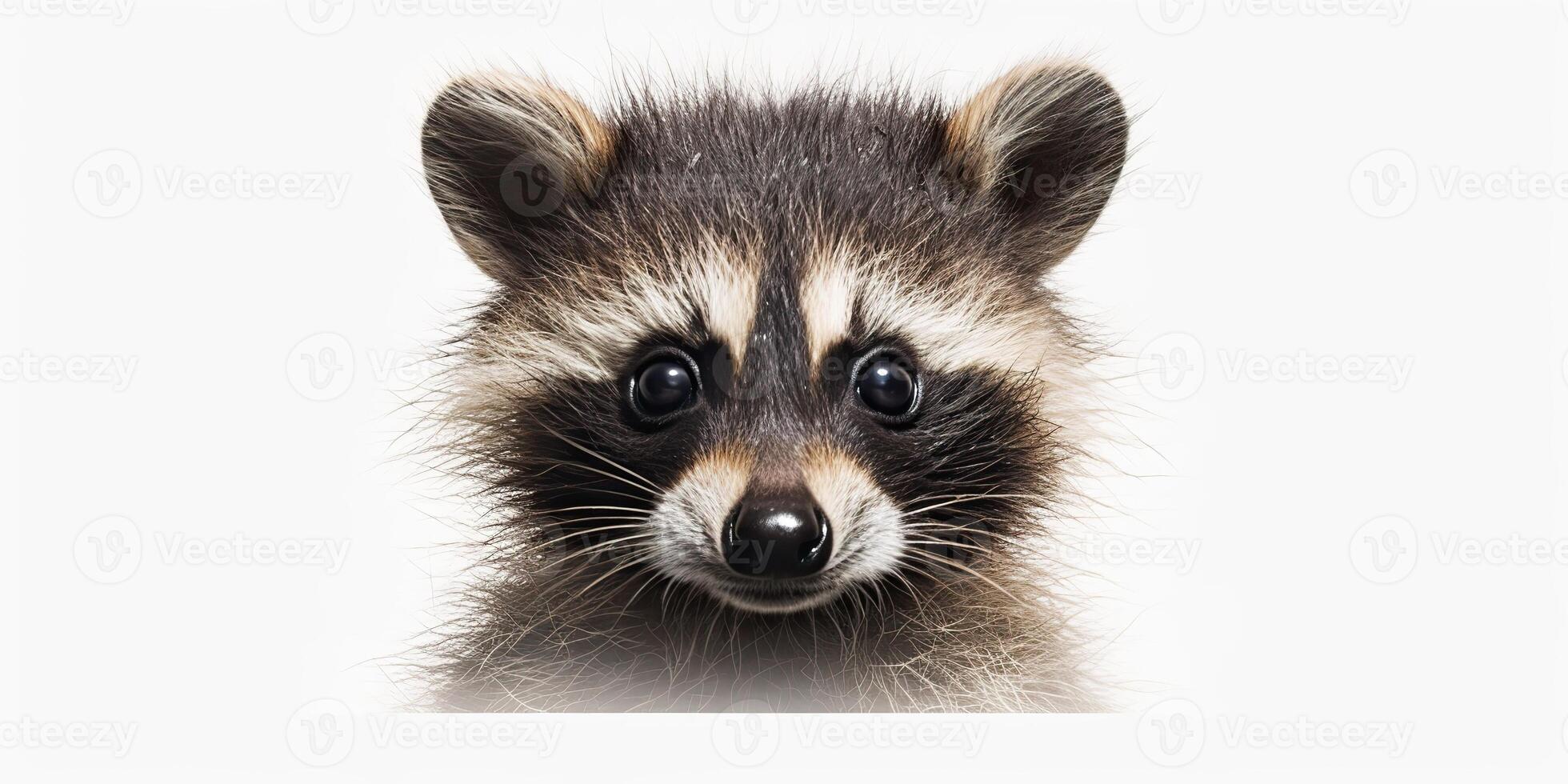 . . Photo Illustration of baby little nimal racoon face portrait cure. Graphic Art