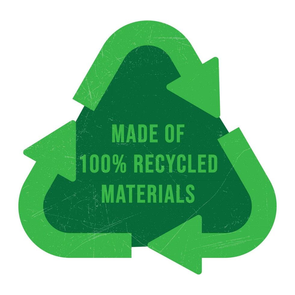 Made Of 100 Percent Recycled Materials Badge, Stamp, Logo, Emblem 