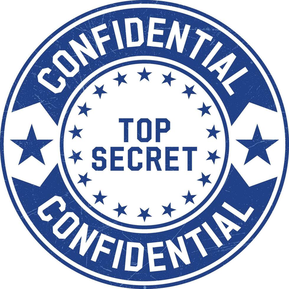 Top Secret Stamp, Confidential Badge, Top Secret Vector, Confidential Stamp, Vector Illustration With Grunge Texture