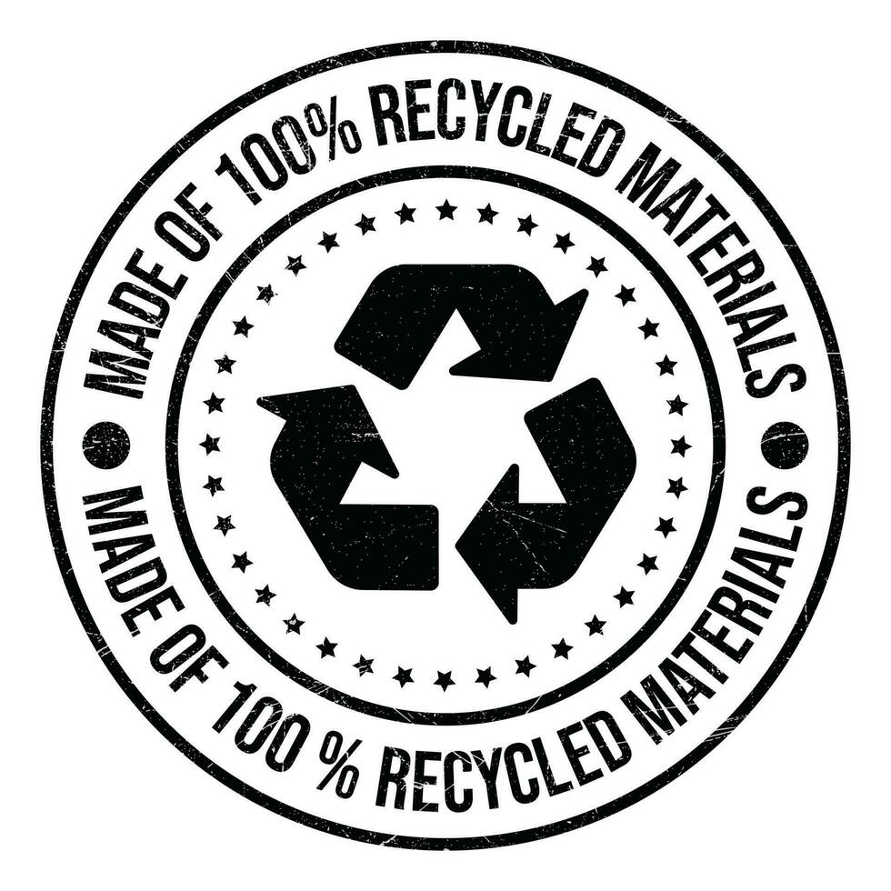Made Of 100 Percent Recycled Materials Badge, Stamp, Logo, Emblem 
