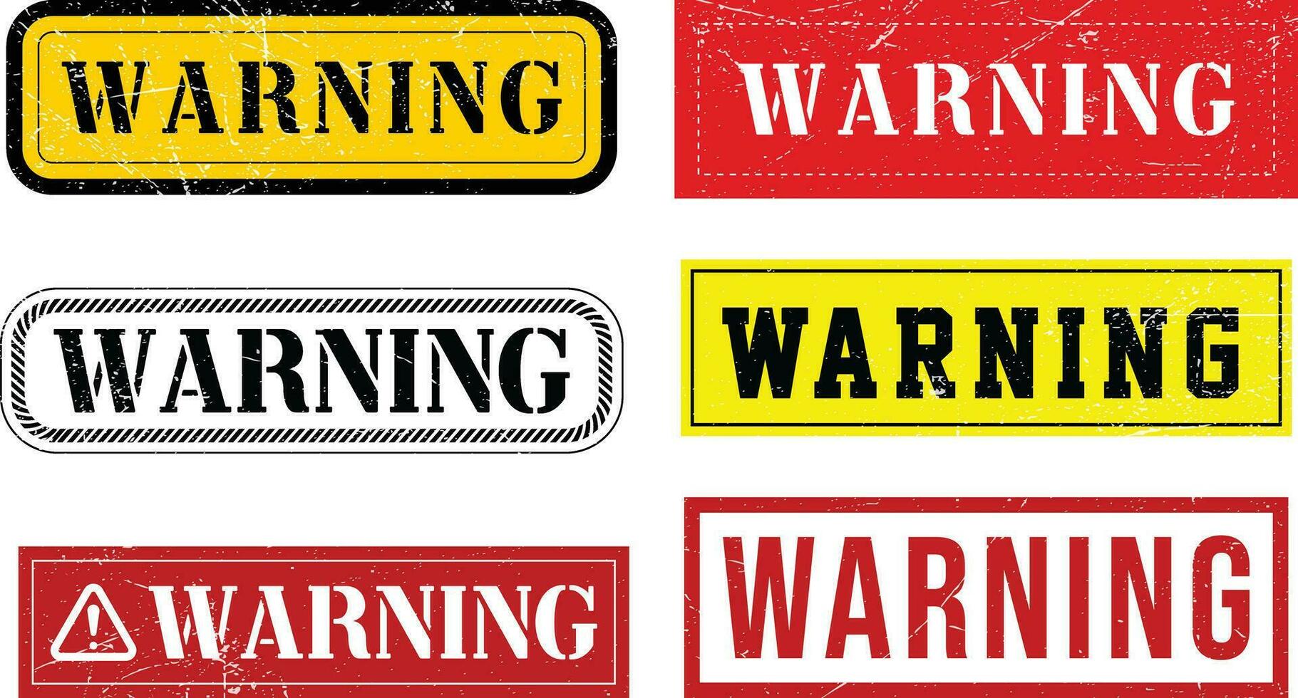 Warning Stamp, Label, Sign, Vector, Badge, Seal, Tag, Square Warning Stamp Set Vector Illustration With Grunge Texture