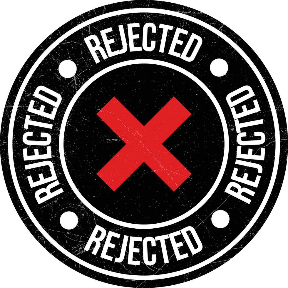 Rejected Stamp, Rejected Icon, Rejected Proposal Seal, Emblem, Badge, Logo, Vintage And Retro Badge, Round Label Vector Illustration With Grunge Texture