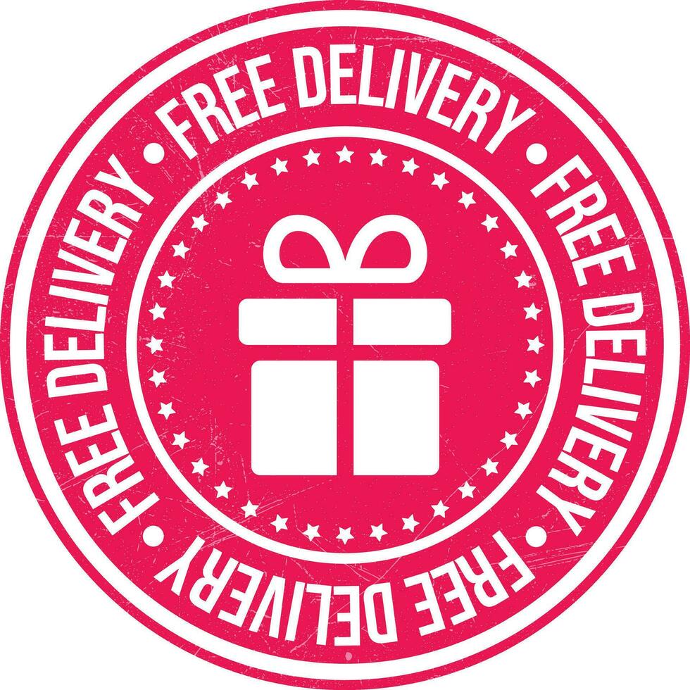 free delivery on all orders vector, free delivery stamp,  free delivery flat, free delivery truck, banner, transportation, parcel icon, badge, courier service vector illustration with grunge texturea