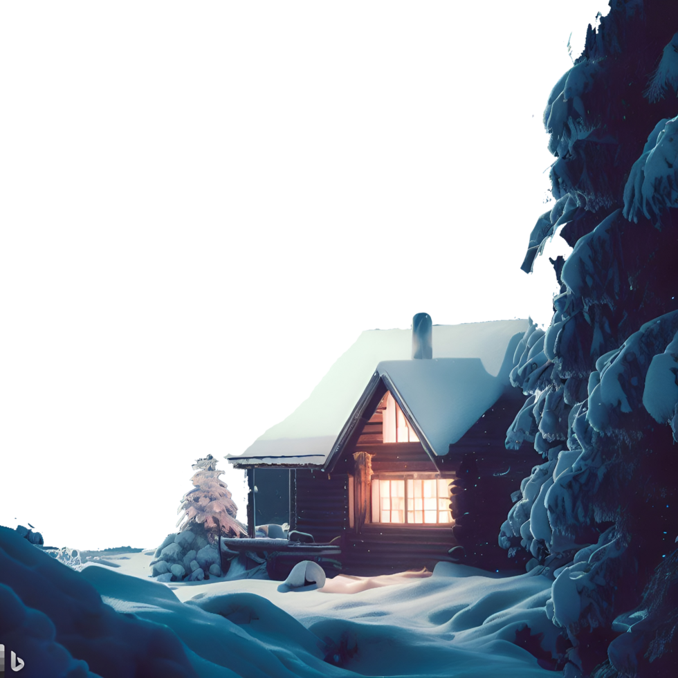 Mountain Cabin in Winter Wonderland generative with AI png